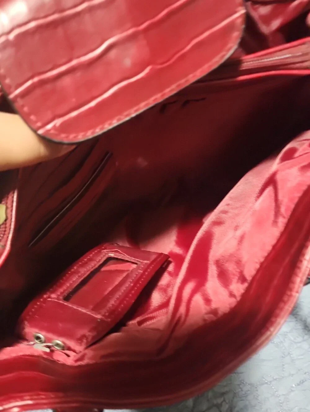 Bueno Red Croc-Embossed Tote Bag